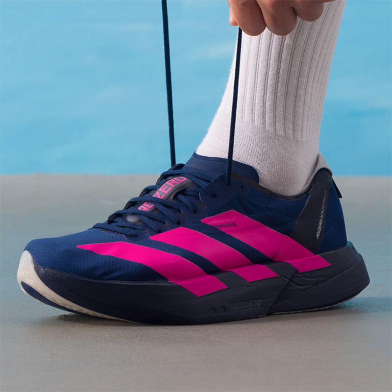 Women'S Shoes Pink Adidas - Adidas Adizero Navy Pink Racing Hardloopschoenen
