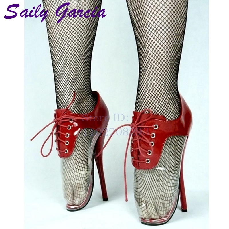 Zwarte lakleren ballet pumps,  - Clear Strap Heel recensie en prijs