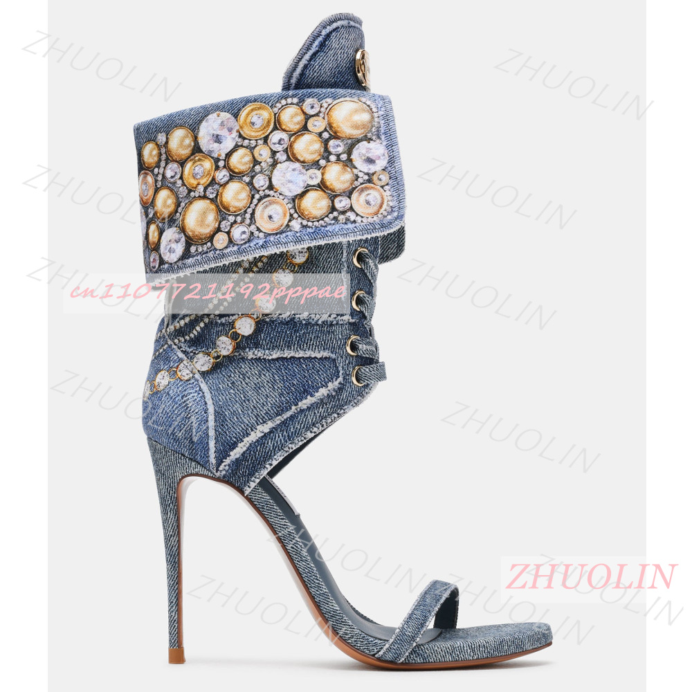 Dames blauwe denim strass sand - Women Shoes Us To Eu recensie en prijs