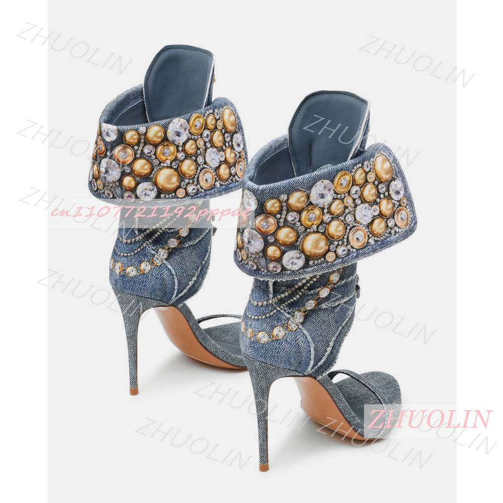 Dames blauwe denim strass sand - Women Shoes Us To Eu recensie en prijs