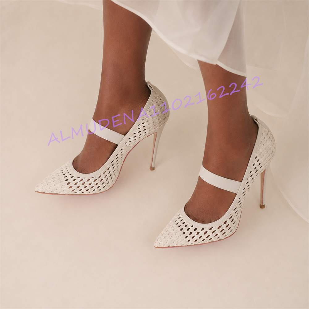 Dames Witte Geweven Pumps met  - Women Shoes Us To Eu recensie en prijs